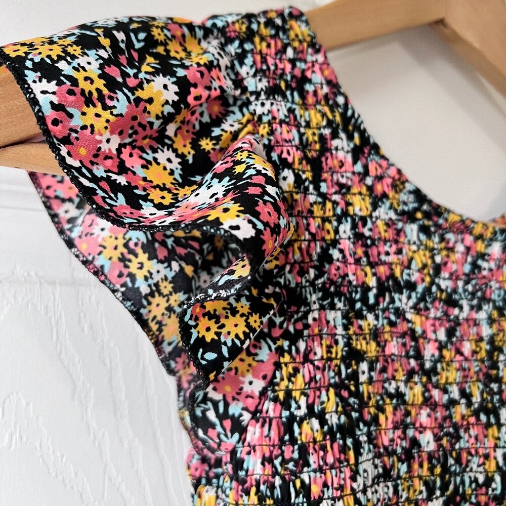Girls Floral Short Romper with Faux Wrap Skirt EUC (size 10)